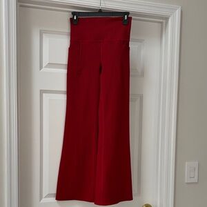 Athleta Vibrant Red Rib Flare Pants